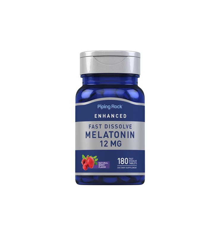 PipingRock Melatonin 12 mg 180 Fast Dissolve Tablets Berry Flavor