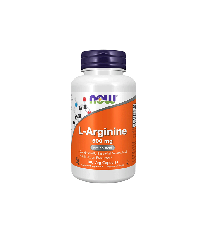 NOW L-Arginine 500 mg Amino Acid, 100 Veg Capsules