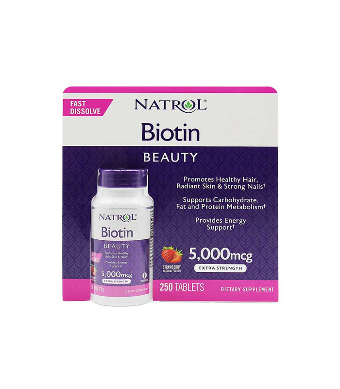 Natrol Biotin Fast Dissolve Strawberry Flavor 5000mcg – 250 Tablets