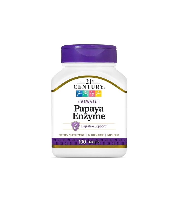 21st Century Chewable Papaya Enzyme Digestive Support Supplement - 100 Tablets
